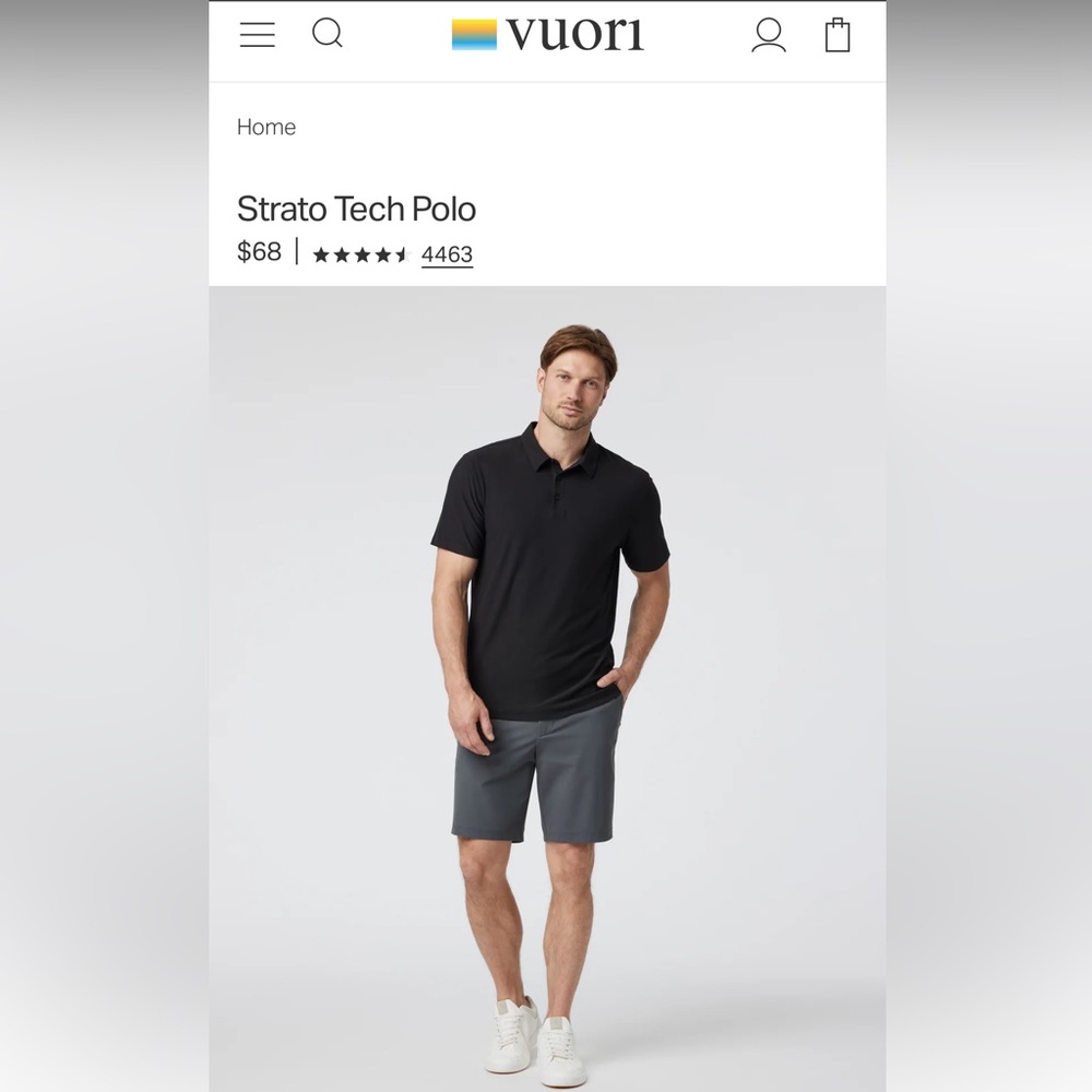 Vuori Strato Tech Polo Men’s XL Performance Knit Stretch Soft Comfort Wicking